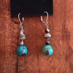 925 Sterling Silver Turquoise Dangle Earrings